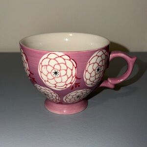 Pink Floral Ceramic Tea Cup Style Mug
